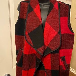 Red and black Buffalo plaid vest